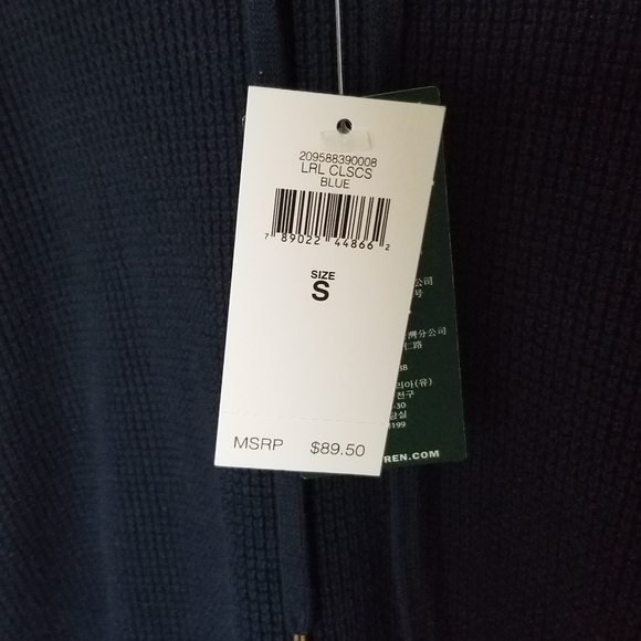 Lauren Ralph Lauren Navy Waffle Cotton Knit Top - Picture 11 of 11